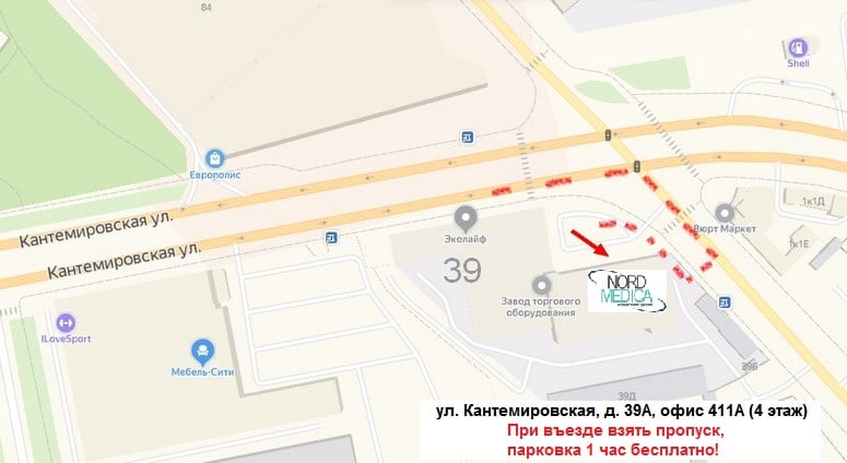 Схема проезда в офис Норд Медика в Санкт-Петербурге